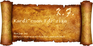Karácson Füzike névjegykártya
